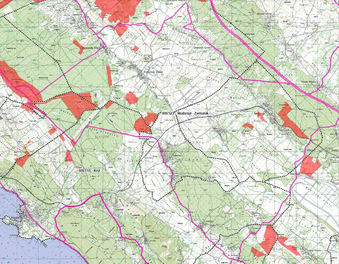 škabrnja karta XIII/123 Škabrnja   Zemunik donji   Lovački savez Zadarske Županije škabrnja karta