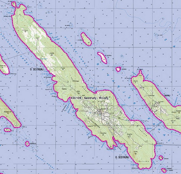 otok sestrunj karta XIII/109 Sestrunj   Rivanj   Lovački savez Zadarske Županije otok sestrunj karta