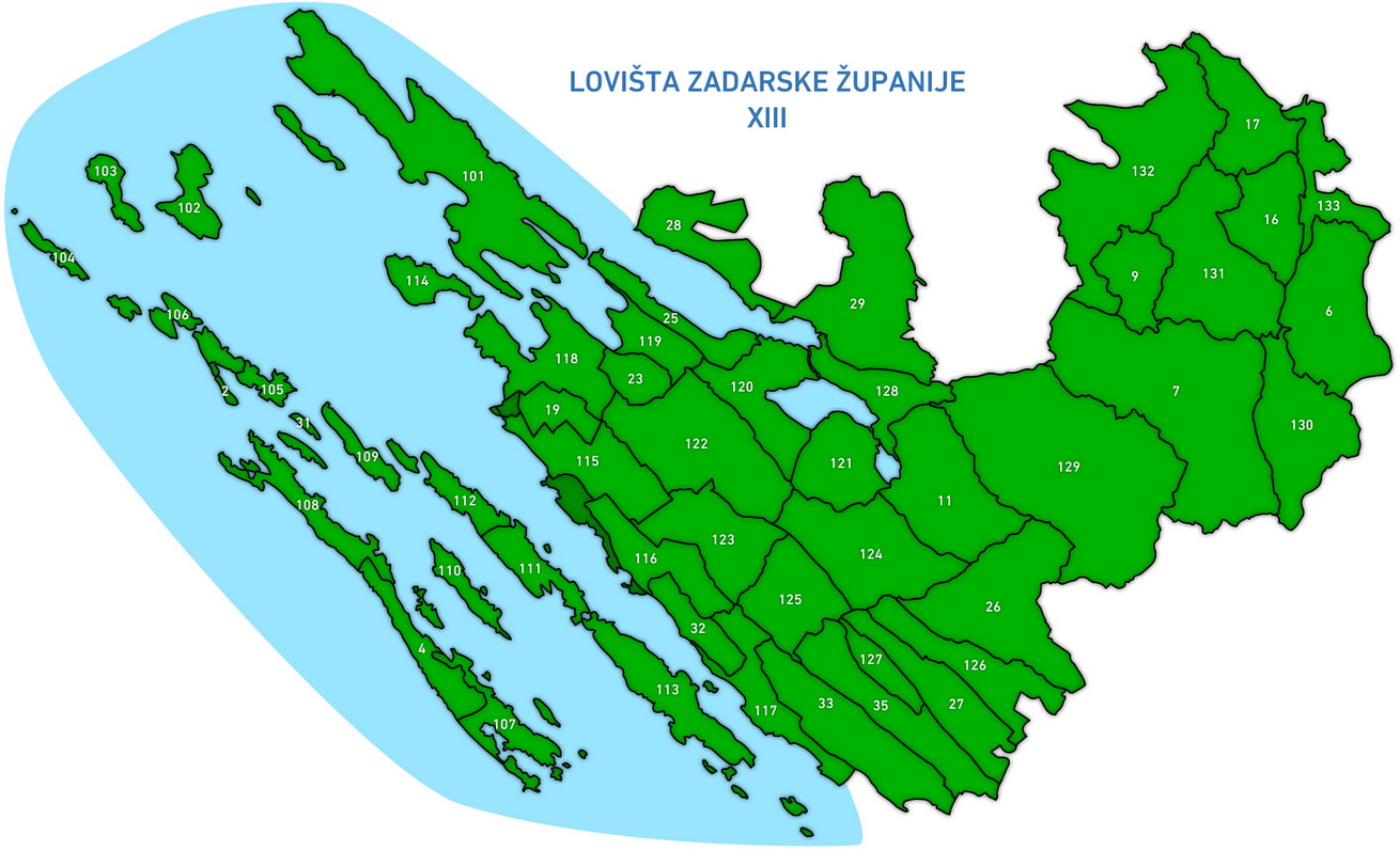 zadarska županija karta Lovišta Zadarske Županije   Lovački savez Zadarske Županije zadarska županija karta