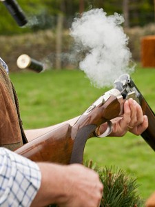 A used shotgun cartridge, ejected from a gun.